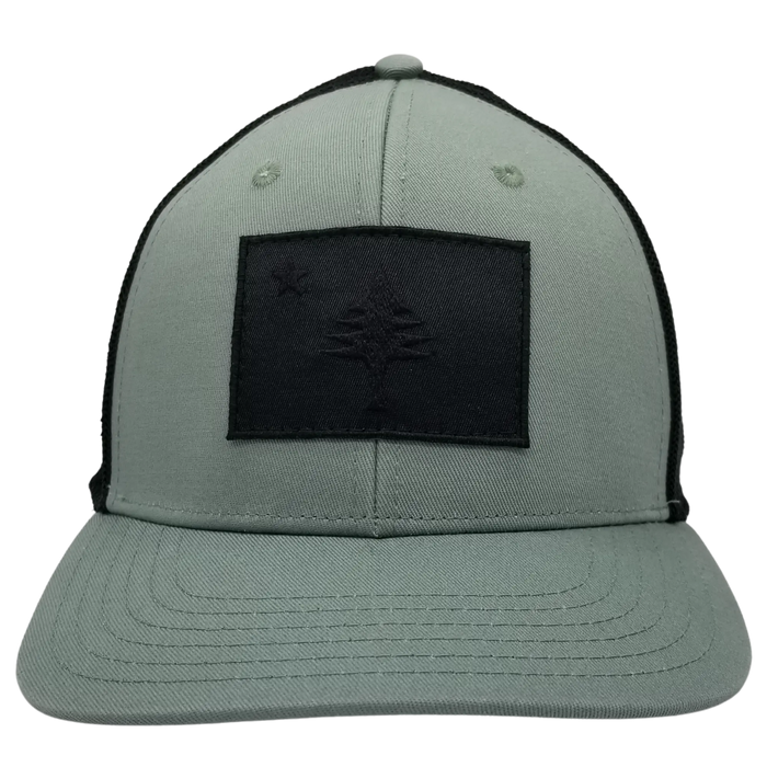 MAINE Flag Black Patch Trucker Hat SHOP ROGUE WEAR Hats Color-Sage-Black