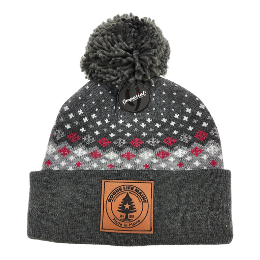 Fair Isle Knit Pom Hat SHOP ROGUE WEAR Hats Black-Heather