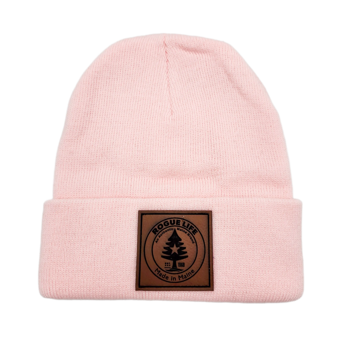 Rogue Life Logo Leather Patch Knit Beanie SHOP ROGUE WEAR Hats
