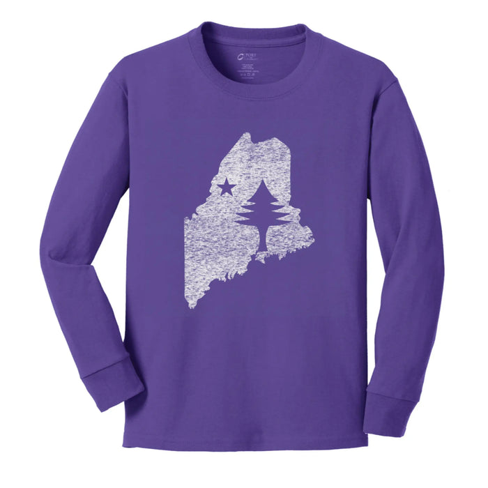 Youth Maine State Flag Long Sleeve SHOP ROGUE WEAR Long Sleeve Y-XL-Purple