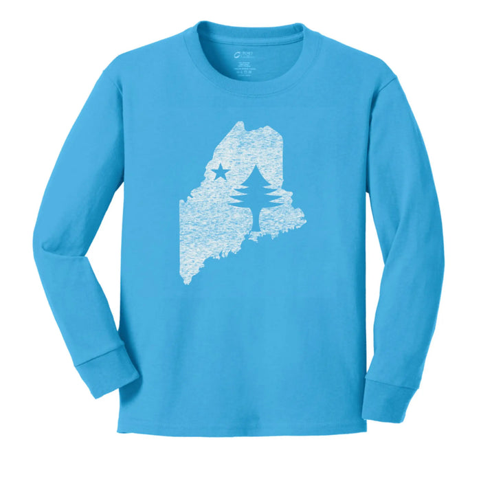 Youth Maine State Flag Long Sleeve SHOP ROGUE WEAR Long Sleeve Y-XL-Electric-Blue
