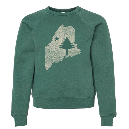 Youth Maine State Flag Crewneck SHOP ROGUE WEAR Crewneck L-14-16-Alpine-Green