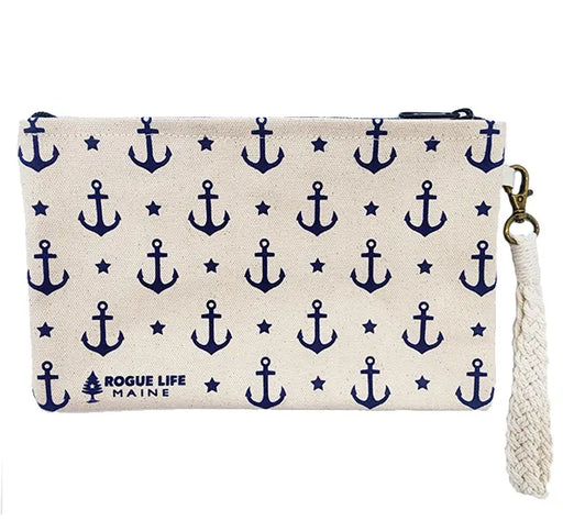 All Over Anchors Zipper Pouch Wristlet ROGUE LIFE MAINE
