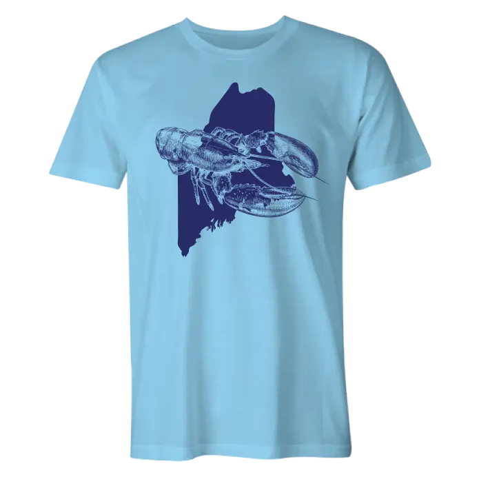 All Over Maine Lobster Sketch T-Shirt SHOP ROGUE WEAR T-shirt 3XL-Glacier-Blue