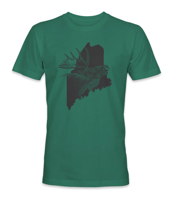 Maine Moose Sketch T-Shirt SHOP ROGUE WEAR T-shirt 3XL-Nordic-Green