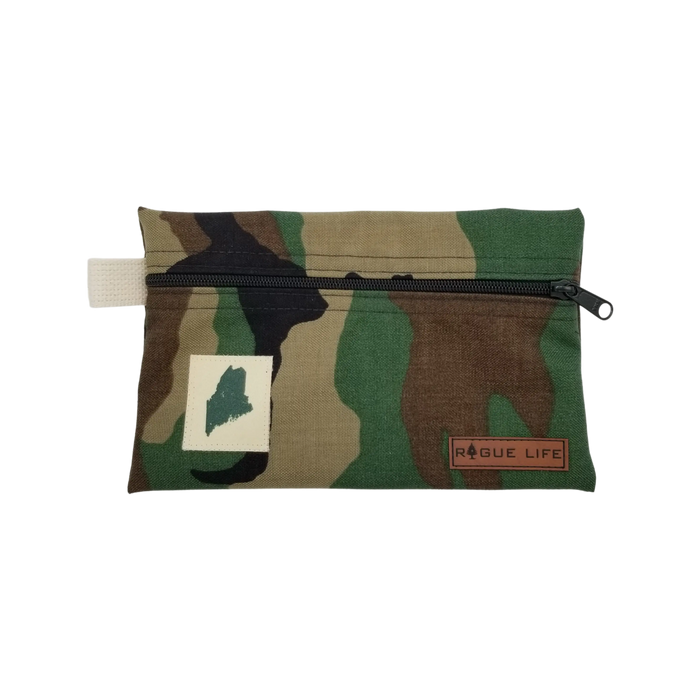 ME State Large Zipper Pouch /w Leather Patch ROGUE LIFE MAINE  Camoflage