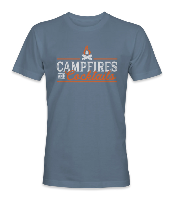 Campfires and Cocktails T-Shirt SHOP ROGUE WEAR T-shirt 3XL-Faded-Denim
