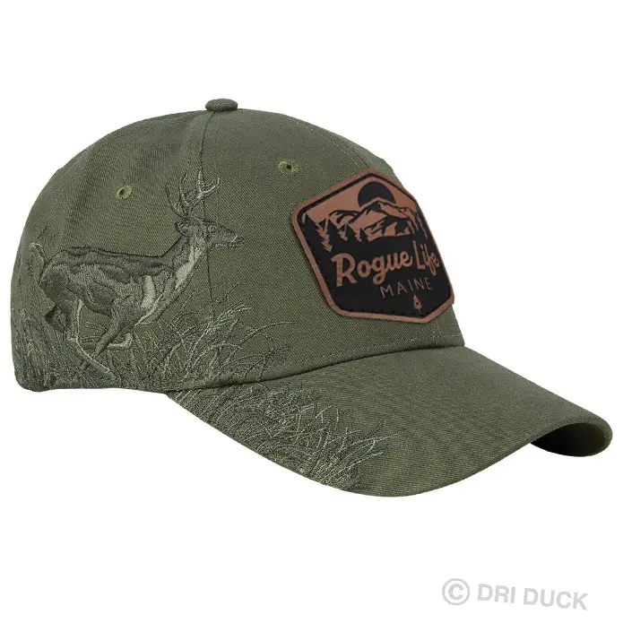 Dri Duck Embroidered Running Buck Cap SHOP ROGUE WEAR Hats Color-Olive