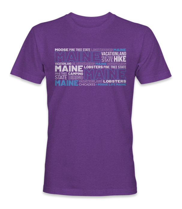 Maine Words T-Shirt SHOP ROGUE WEAR T-shirt 3XL-Heather-Purple