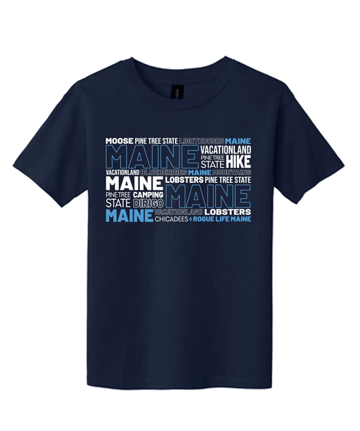 Youth Maine Words T-shirt SHOP ROGUE WEAR T-shirt Y-XL-Navy
