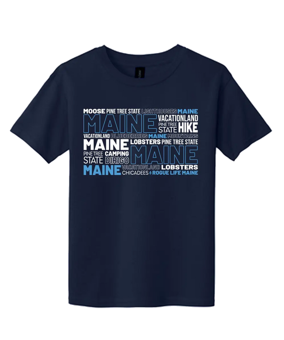Youth Maine Words T-shirt SHOP ROGUE WEAR T-shirt Y-XL-Navy