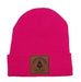 Rogue Life Logo Leather Patch Fleece-Lined Knit Beanie SHOP ROGUE WEAR Hats Neon-Pink
