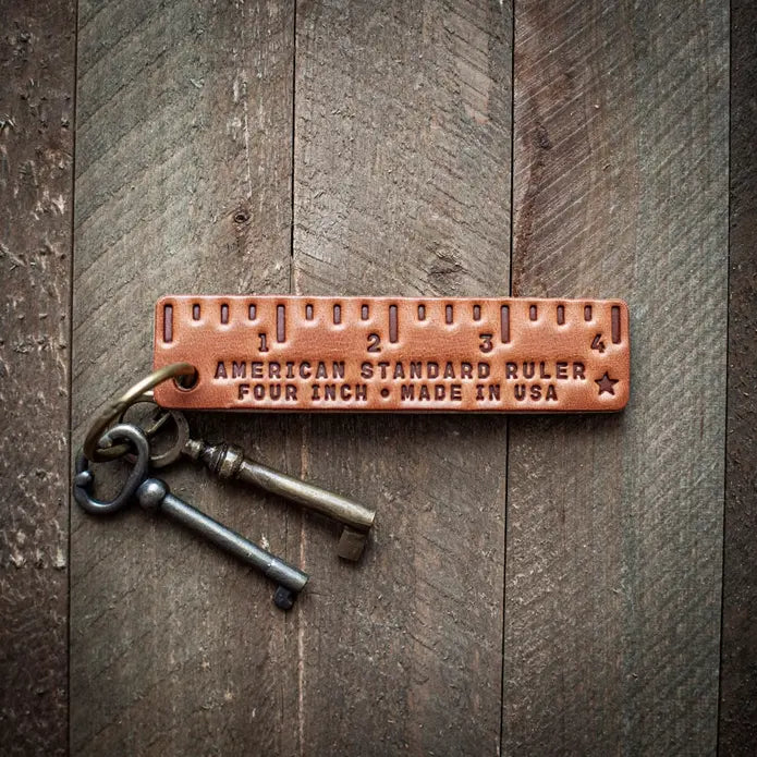 Leather Pocket Ruler Key Chain ROGUE LIFE MAINE