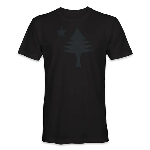Maine Flag All Black T-shirt SHOP ROGUE WEAR T-shirt Black-3XL