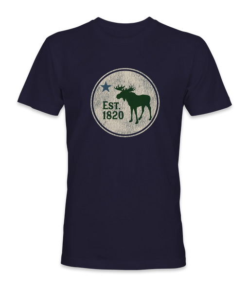 Maine State Flag Moose T-Shirt SHOP ROGUE WEAR T-shirt 3XL-Navy