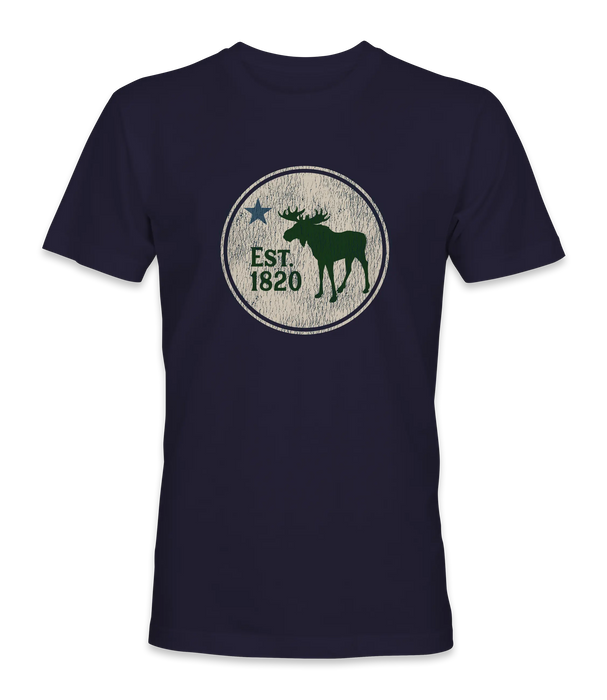 Maine State Flag Moose T-Shirt SHOP ROGUE WEAR T-shirt 3XL-Navy
