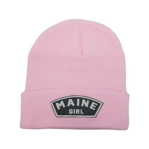 Maine Girl Pink Unlined Knit Beanie SHOP ROGUE WEAR Beanies Color-Light-Pink-with-Navy-Patch