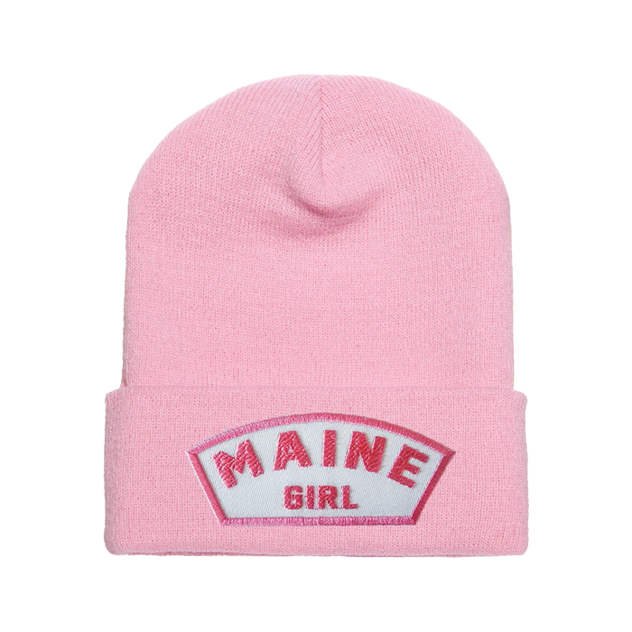 Maine Girl Pink Unlined Knit Beanie SHOP ROGUE WEAR Beanies Light-Pink-with-Hot-Pink-Patch