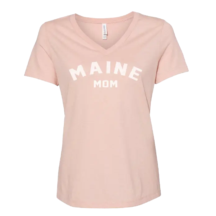 Maine Mom V-Neck T-Shirt SHOP ROGUE WEAR T-shirt 2XL-Heather-Peach