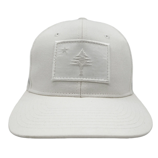 Maine Flag All White Trucker Hat SHOP ROGUE WEAR Hats Color-White