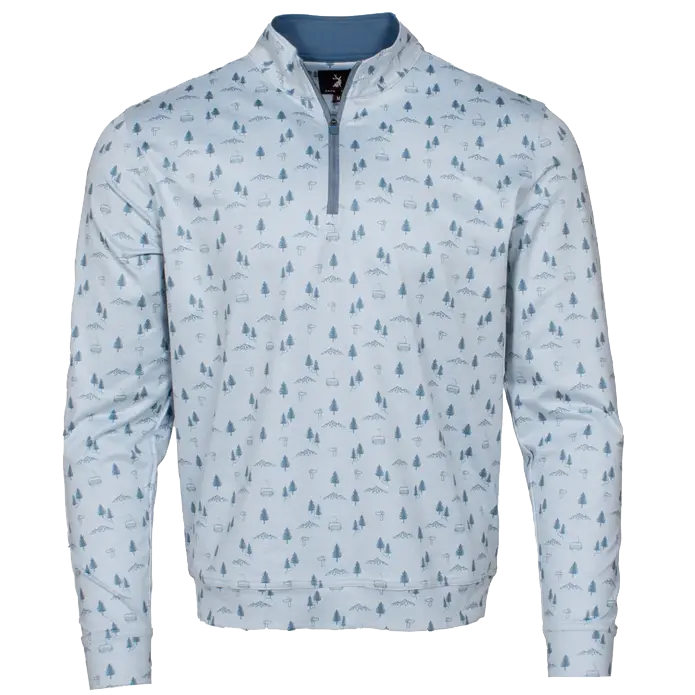 Ski Mountain Majesty Lightweight Performance 1/4 Zip SHOP ROGUE WEAR Crewneck 2XL-Light-Blue