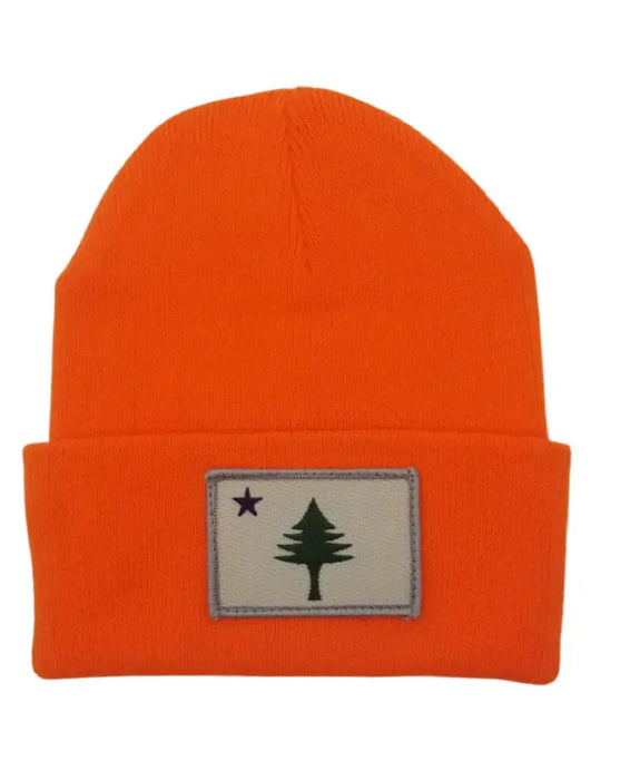 Maine Flag Fleece-Lined Knit Beanie SHOP ROGUE WEAR Beanies Hunter-Orange