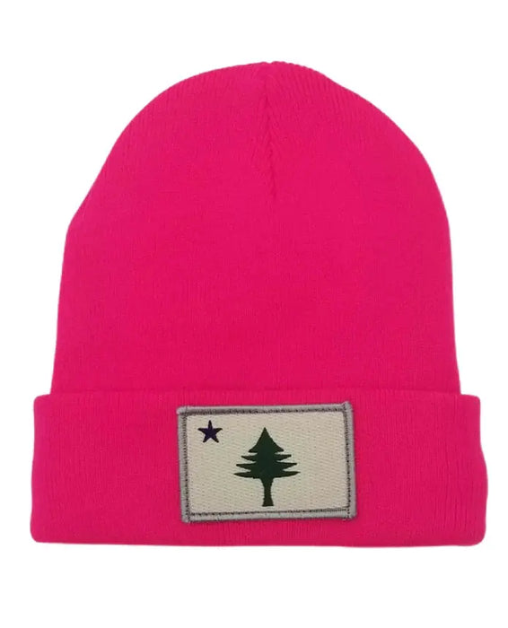 Maine Flag Fleece-Lined Knit Beanie SHOP ROGUE WEAR Beanies Neon-Pink