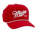 Performance 5-Panel Cap with visor cord in red color and MAINE LiFE Embroidered lettering