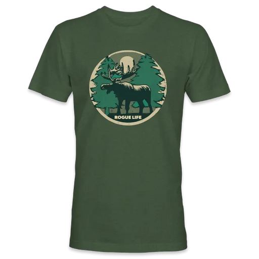 Retro Moose T-shirt SHOP ROGUE WEAR T-shirt 3XL-Heather-Military