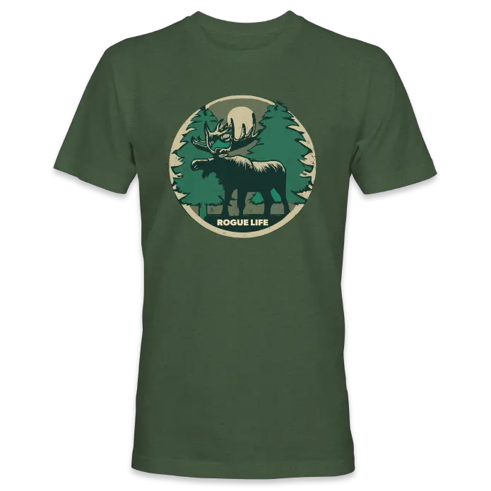 Retro Moose T-shirt SHOP ROGUE WEAR T-shirt 3XL-Heather-Military