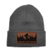 Sasquatch Leather Patch Fleece-Lined Knit Beanie SHOP ROGUE WEAR Hats Color-Oxford-Grey