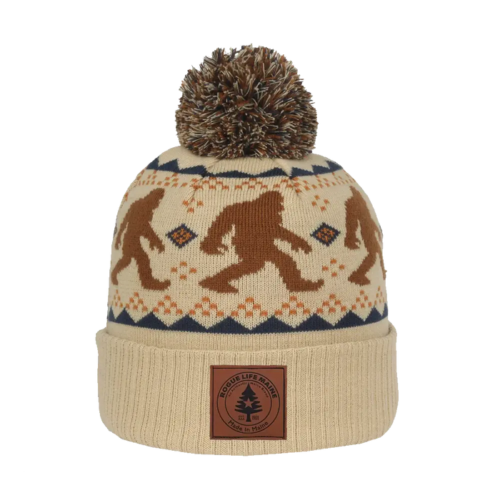 Sasquatch Pom Beanie SHOP ROGUE WEAR Hats Color-Khaki