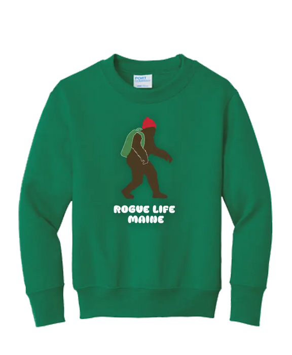 Youth Backpack Bigfoot Crewneck SHOP ROGUE WEAR Crewneck Y-XL-Kelly-Green