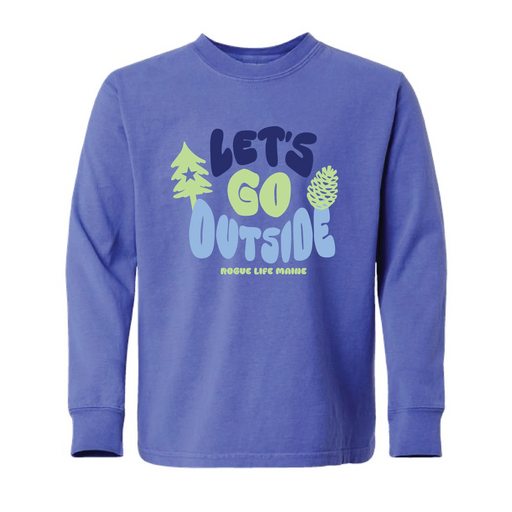 Youth Let's Go Outside Long Sleeve T-Shirt SHOP ROGUE WEAR Crewneck Y-XL-Deep-Forte-Blue
