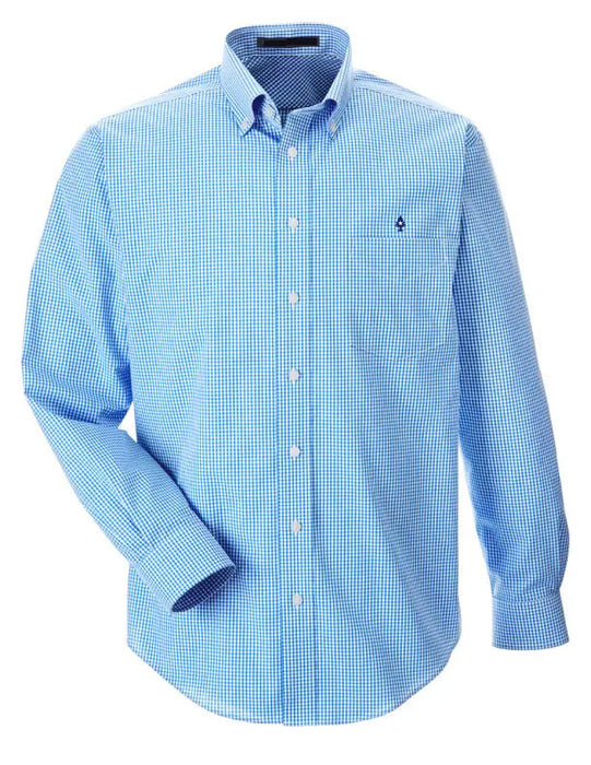 Tiny Tree Woven Gingham Shirt SHOP ROGUE WEAR Long Sleeve 3XL-French-Blue