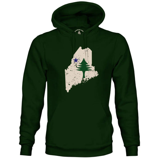 Maine State Flag Hoodie SHOP ROGUE WEAR hoodie 3XL-Evergreen