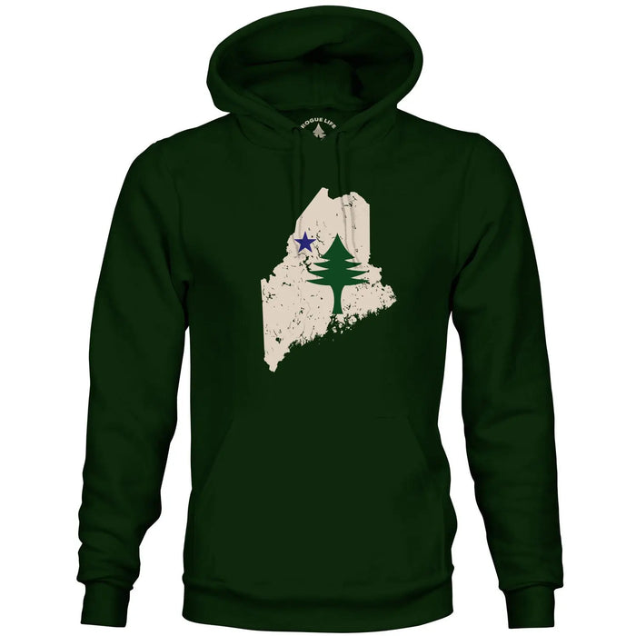Maine State Flag Hoodie SHOP ROGUE WEAR hoodie 3XL-Evergreen