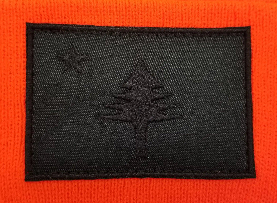 MAINE Flag Black Patch on Fleece-Lined Beanie SHOP ROGUE WEAR Beanies