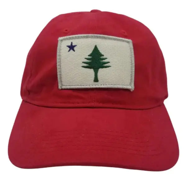 Maine Flag Patch Twill Hat SHOP ROGUE WEAR Hats Red