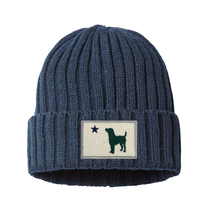 Maine Flag Dog Patch Cable Knit Cuffed Beanie
