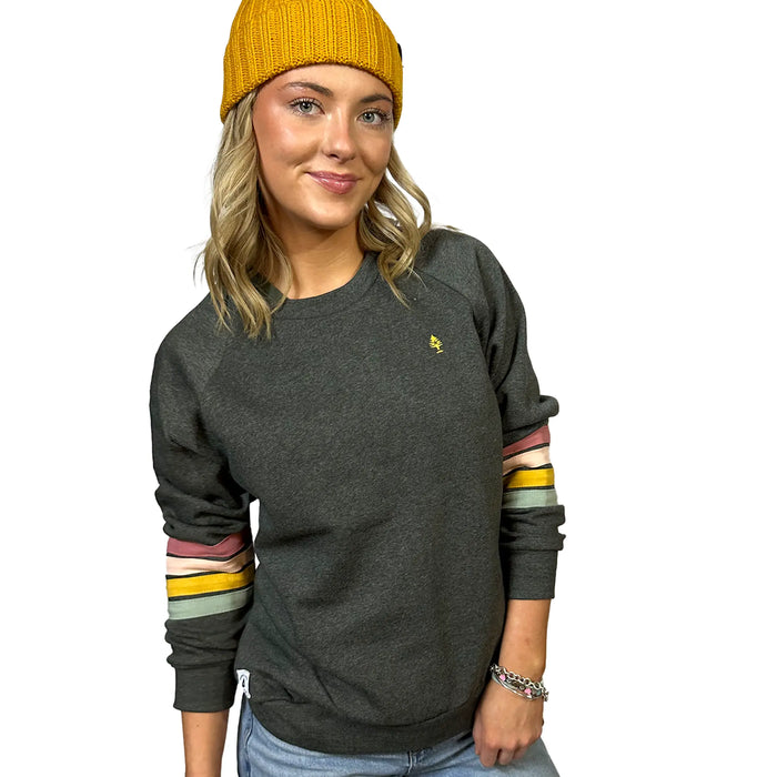 Women's Quad Stripe Crewneck - Charcoal SHOP ROGUE WEAR Crewneck