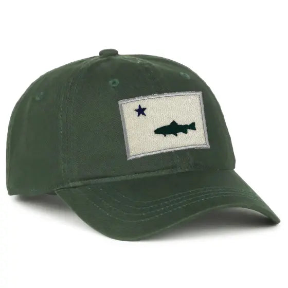 Maine Flag Trout Patch Twill Hat SHOP ROGUE WEAR Hats Color-Forest-green