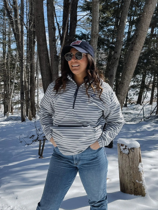 Women's Striped Windbreaker Lined Pullover - Anchor ROGUE LIFE MAINE OUTERWEAR