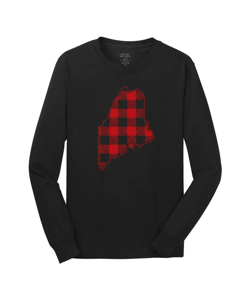Youth Buffalo Plaid ME State Long Sleeve SHOP ROGUE WEAR Long Sleeve Y-XL-Black