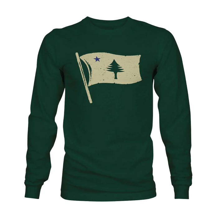 Waving ME Flag Long Sleeve SHOP ROGUE WEAR Long Sleeve Evergreen-3XL