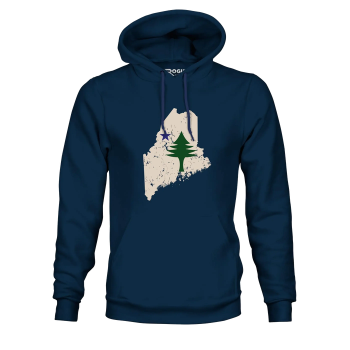 Maine State Flag Hoodie SHOP ROGUE WEAR hoodie 3XL-Navy