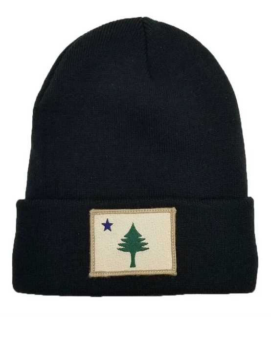 Maine Flag Fleece-Lined Knit Beanie SHOP ROGUE WEAR Beanies Black