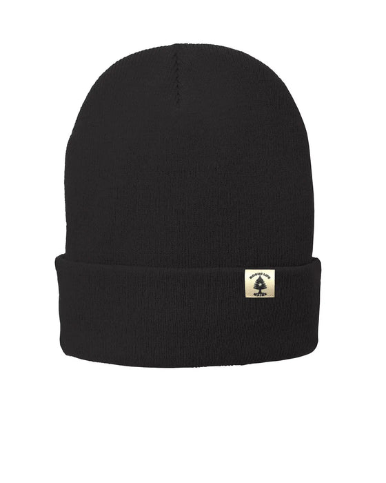 Rogue Life Logo Leather Patch Fleece-Lined Knit Beanie SHOP ROGUE WEAR Hats