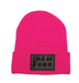 Cold as F*** Lined Knit Leather Patch Beanie SHOP ROGUE WEAR Hats Color-Neon-Pink